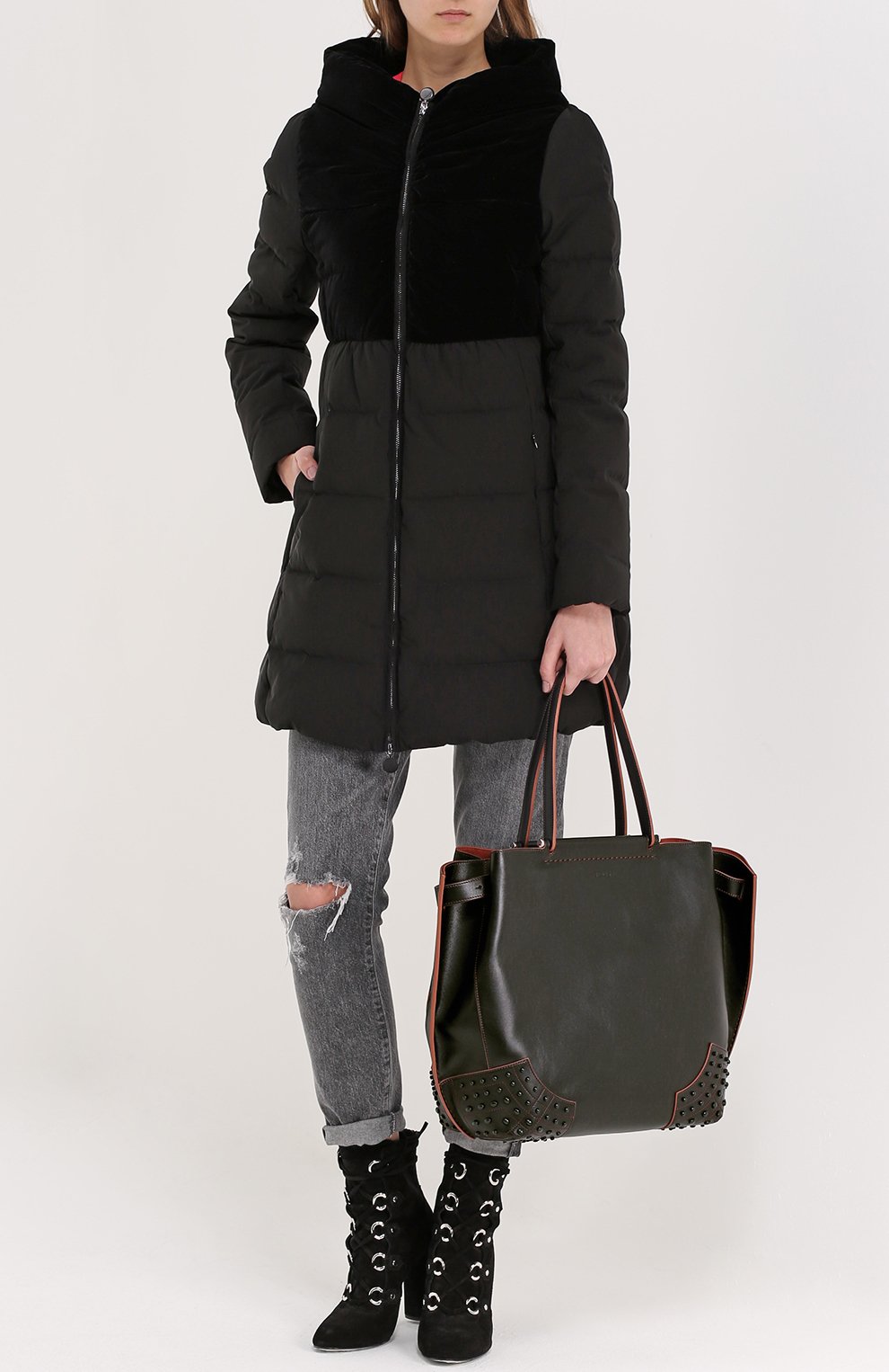 Женская сумка-шоппер wave medium TOD’S черная цвета, арт. XBWAMRA3301T0P купить в ЦУМ | Фото №2 Сумка-шоппер Wave medium Tod’s черная цвета | Фото №2