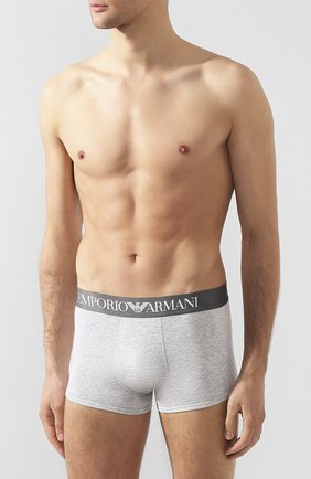 Мужские хлопковые боксеры EMPORIO ARMANI серого цвета по цене 2910 руб., арт. 111389/CC729 | Фото 2 Мужские хлопковые боксеры EMPORIO ARMANI серого цвета, арт. 111389/CC729 | Фото 2