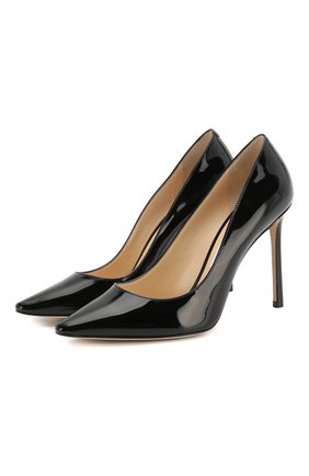 Женская кожаные туфли romy 100 JIMMY CHOO черного цвета по цене 42800 руб., арт. R0MY 100/PAT | Фото 1 Женская кожаные туфли romy 100 JIMMY CHOO черного цвета, арт. R0MY 100/PAT | Фото 1