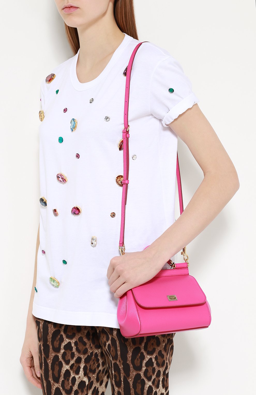 Женская сумка sicily micro DOLCE & GABBANA розовая цвета, арт. 0116/BB6271/A1001 купить в ЦУМ | Фото №5 Сумка Sicily micro Dolce & Gabbana розовая цвета | Фото №5
