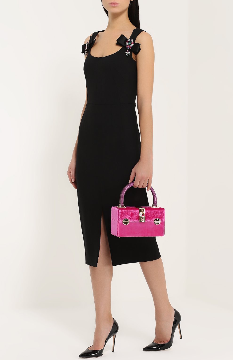 Сумка Dolce Box с отделкой бархатом Dolce & Gabbana, фуксия цвета, арт. 0116/BB6238/A8I69 в ЦУМ | Фото №2 Сумка Dolce Box с отделкой бархатом Dolce & Gabbana фуксия цвета | Фото №2