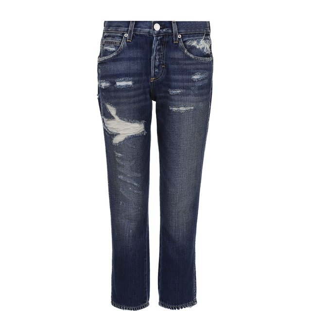 фото Укороченные джинсы-скинни с потертостями amo