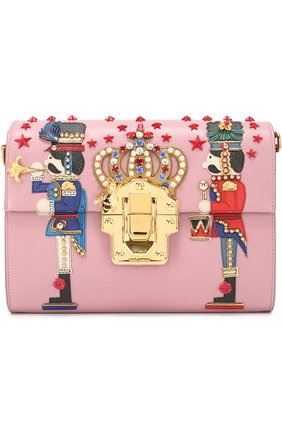 Сумка Lucia с аппликациями и отделкой стразами Dolce & Gabbana, розового цвета, арт. 0116/BB6215/AC836 в ЦУМ | Фото №1 Сумка Lucia с аппликациями и отделкой стразами Dolce & Gabbana розового цвета | Фото №1