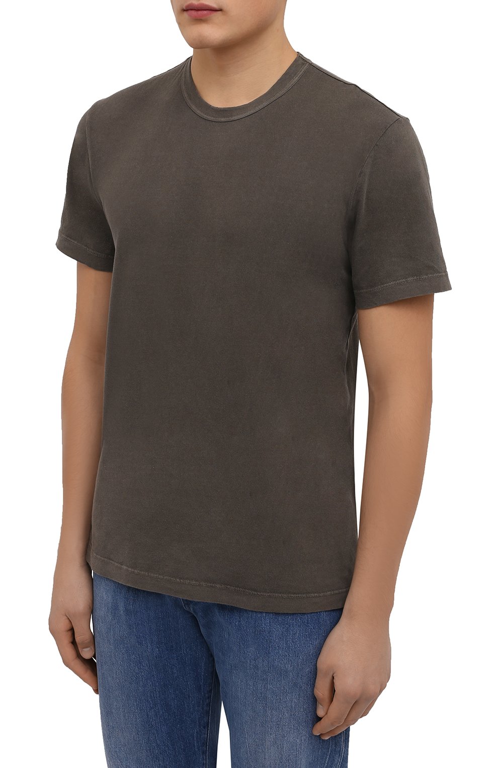 Мужская хлопковая футболка JAMES PERSE хаки цвета, арт. MLJ3311 | Фото 3 (Рукава: Короткие; Длина (для топов): Стандартные; Региональные ограничения белый список (Axapta Mercury): RU; Материал внешний: Хлопок)