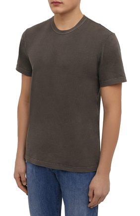 Мужская хлопковая футболка JAMES PERSE хаки цвета, арт. MLJ3311 | Фото 3 (Рукава: Короткие; Длина (для топов): Стандартные; Региональные ограничения белый список (Axapta Mercury): RU; Материал внешний: Хлопок)