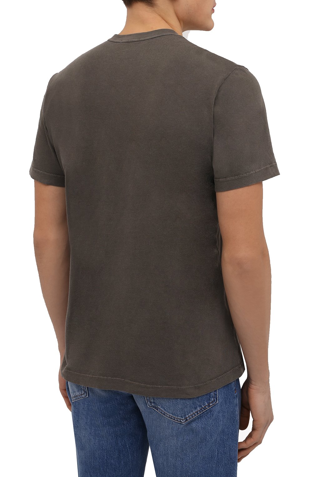Мужская хлопковая футболка JAMES PERSE хаки цвета, арт. MLJ3311 | Фото 4 (Рукава: Короткие; Длина (для топов): Стандартные; Региональные ограничения белый список (Axapta Mercury): RU; Материал внешний: Хлопок)