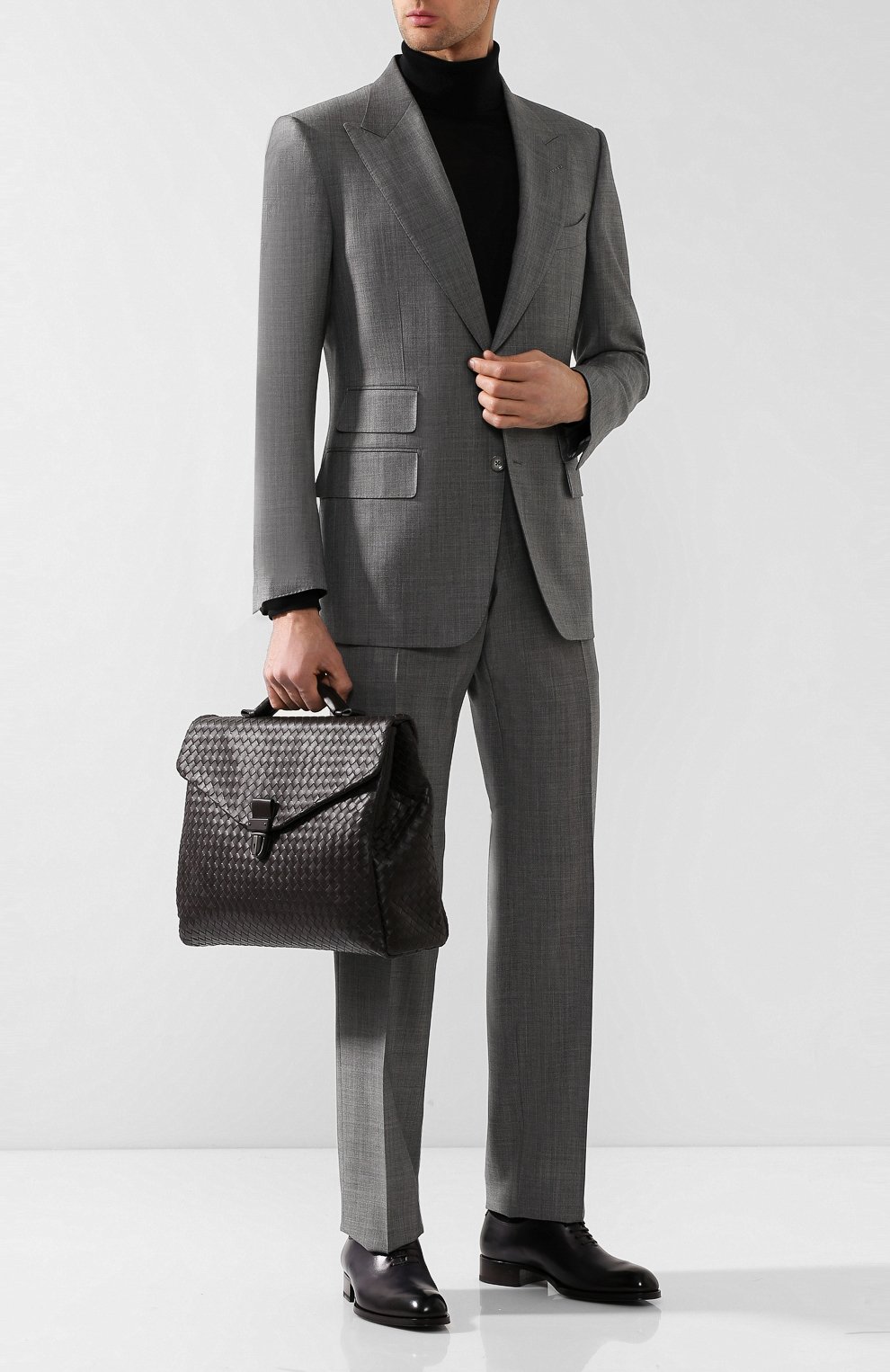 Мужской темно-коричневый кожаный портфель с плетением intrecciato Bottega Veneta, арт. 122139/V4651 купить в ЦУМ | Фото №2 Кожаный портфель с плетением Intrecciato Bottega Veneta темно-коричневый | Фото №2