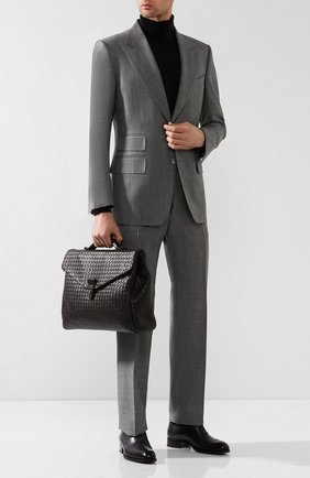 Мужской темно-коричневый кожаный портфель с плетением intrecciato Bottega Veneta, арт. 122139/V4651 купить в ЦУМ | Фото №2 Кожаный портфель с плетением Intrecciato Bottega Veneta темно-коричневый | Фото №2