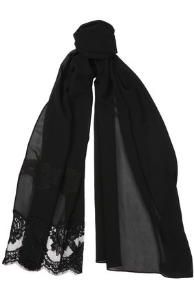 Женский черный шелковый шарф с кружевом Dolce & Gabbana, арт. 0136/FS166A/G7IGZ купить в ЦУМ | Фото №1 Шелковый шарф с кружевом Dolce & Gabbana черный | Фото №1