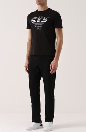 Мужские черные хлопковые брюки прямого кроя Armani Jeans, арт. 8N6P87/6J07Z купить в ЦУМ | Фото №1 Хлопковые брюки прямого кроя Armani Jeans черные | Фото №1