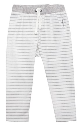 Детские брюки джерси с рисунком в полоску SANETTA белого цвета, арт. 901156 | Фото 1 (Статус проверки: Проверена категория; Кросс-КТ НВ: Брюки)