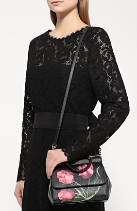 Женская сумка sicily small с принтом DOLCE & GABBANA черная цвета, арт. 0116/BB6003/AC685 купить в ЦУМ | Фото №5 Сумка Sicily small с принтом Dolce & Gabbana черная цвета | Фото №5
