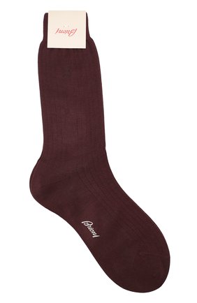 Мужские носки из смеси хлопка и шелка BRIONI бордового цвета, арт. 0VMC/P6Z01 | Фото 1 (Материал внешний: Хлопок; Кросс-КТ: бельё)