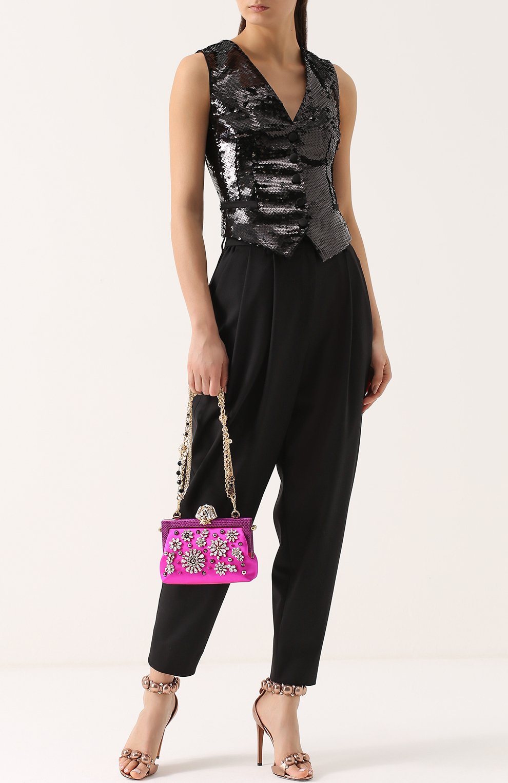 Клатч Vanda с вышивкой кристаллами Dolce & Gabbana, фуксия цвета, арт. 0116/BB5850/A8I44 в ЦУМ | Фото №2 Клатч Vanda с вышивкой кристаллами Dolce & Gabbana фуксия цвета | Фото №2