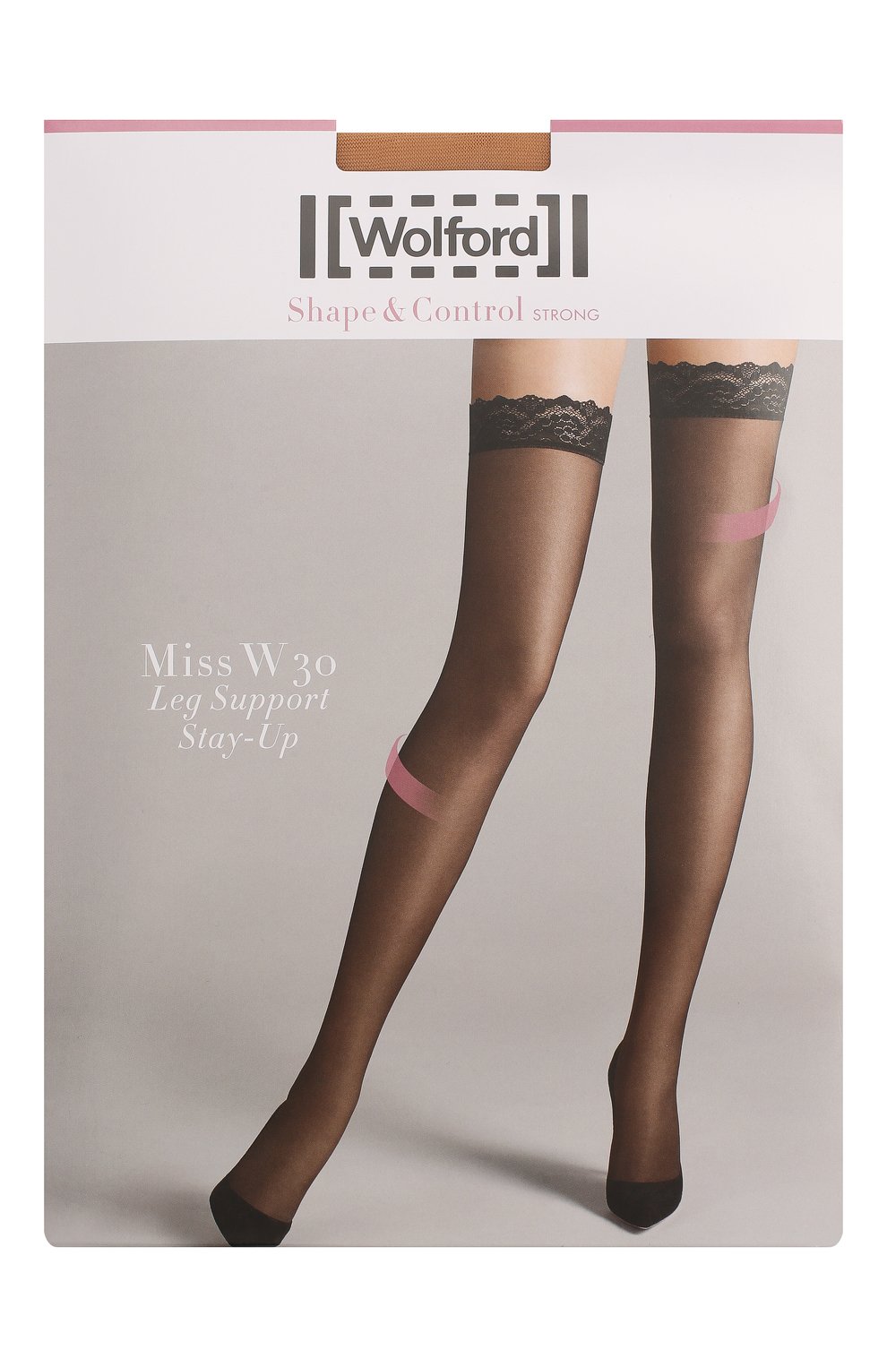 Женские чулки с кружевной отделкой WOLFORD бежевого цвета, арт. 21653 | Фото 1