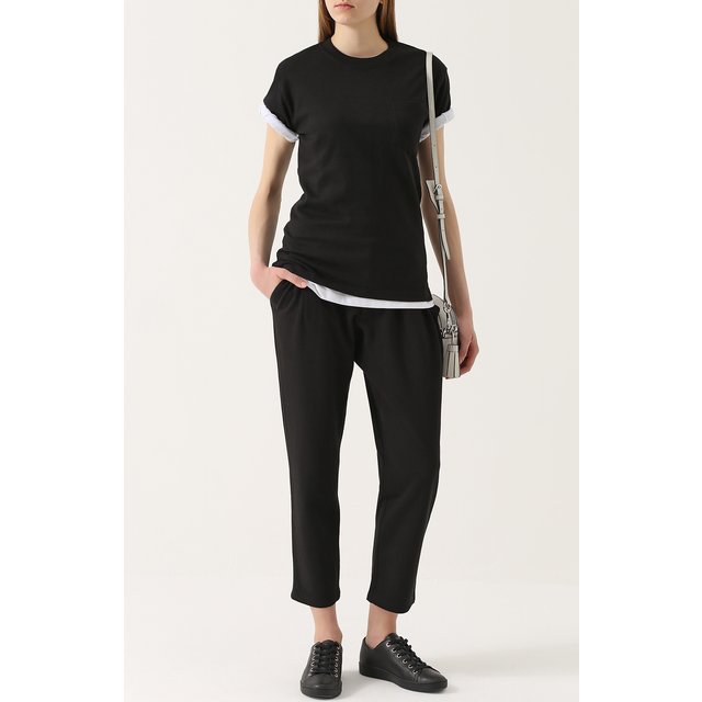 фото Хлопковая футболка прямого кроя с накладным карманом aecawhite