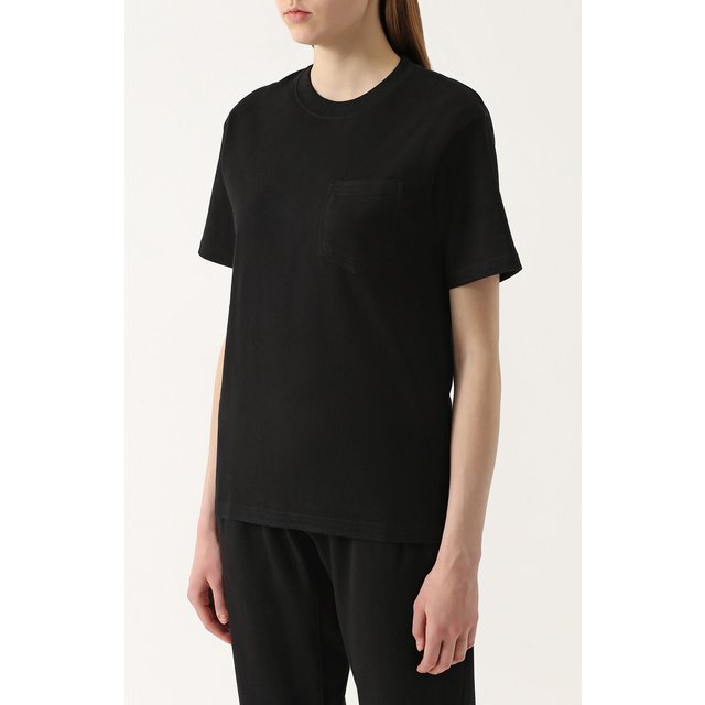 фото Хлопковая футболка прямого кроя с накладным карманом aecawhite