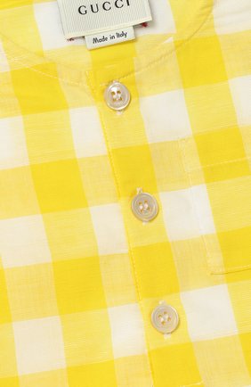 Детское песочник из смеси хлопка и льна GUCCI желтого цвета, арт. 452631/XB381 | Фото 3 (Статус проверки: Проверена категория)