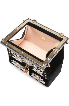 Сумка из бархата с вышивкой кристаллами и отделкой из кожи змеи Dolce & Gabbana, черного цвета, арт. 0116/BB6275/A8I56 в ЦУМ | Фото №4 Сумка из бархата с вышивкой кристаллами и отделкой из кожи змеи Dolce & Gabbana черного цвета | Фото №4
