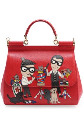 Женская сумка sicily medium new с аппликацией dg family DOLCE & GABBANA красная цвета, арт. 0116/BB6002/AI079 купить в ЦУМ | Фото №1 Сумка Sicily medium new с аппликацией DG Family Dolce & Gabbana красная цвета | Фото №1