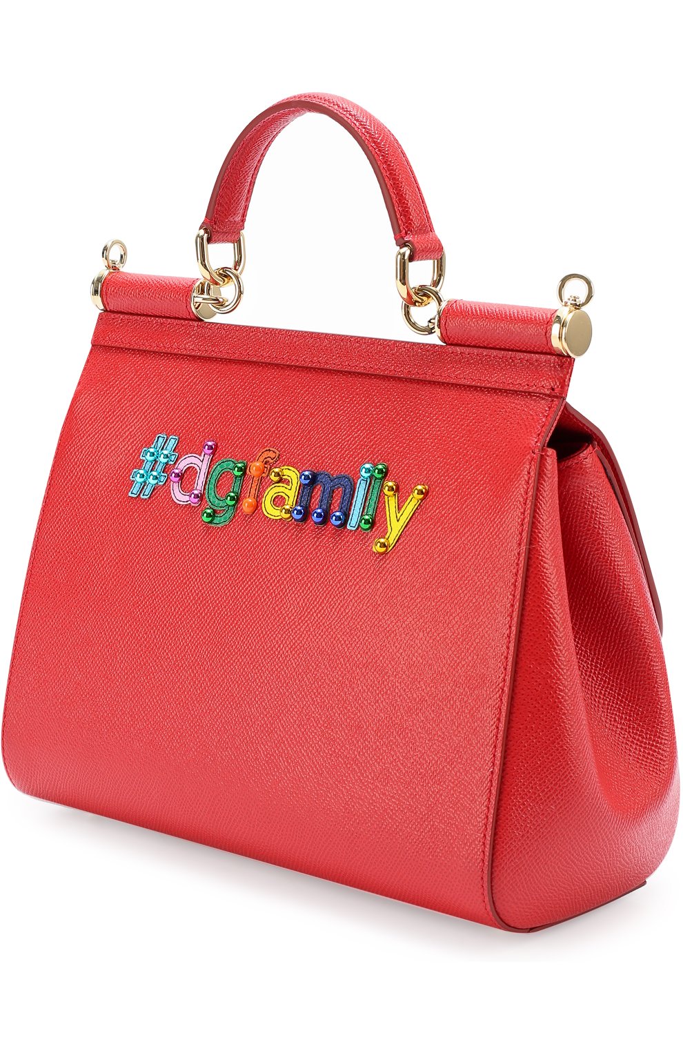 Женская сумка sicily medium new с аппликацией dg family DOLCE & GABBANA красная цвета, арт. 0116/BB6002/AI079 купить в ЦУМ | Фото №3 Сумка Sicily medium new с аппликацией DG Family Dolce & Gabbana красная цвета | Фото №3