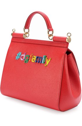 Женская сумка sicily medium new с аппликацией dg family DOLCE & GABBANA красная цвета, арт. 0116/BB6002/AI079 купить в ЦУМ | Фото №3 Сумка Sicily medium new с аппликацией DG Family Dolce & Gabbana красная цвета | Фото №3