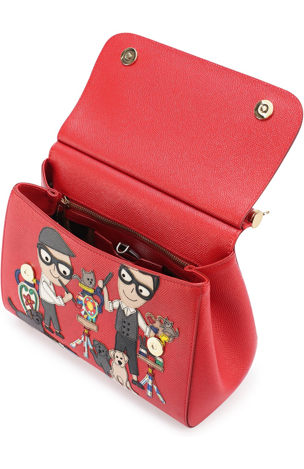 Женская сумка sicily medium new с аппликацией dg family DOLCE & GABBANA красная цвета, арт. 0116/BB6002/AI079 купить в ЦУМ | Фото №4 Сумка Sicily medium new с аппликацией DG Family Dolce & Gabbana красная цвета | Фото №4