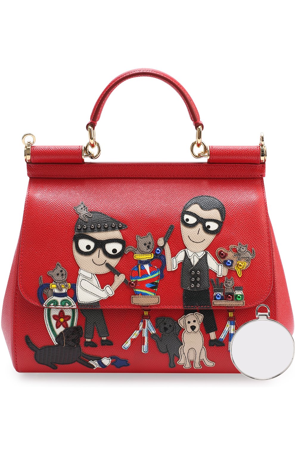 Женская сумка sicily medium new с аппликацией dg family DOLCE & GABBANA красная цвета, арт. 0116/BB6002/AI079 купить в ЦУМ | Фото №5 Сумка Sicily medium new с аппликацией DG Family Dolce & Gabbana красная цвета | Фото №5