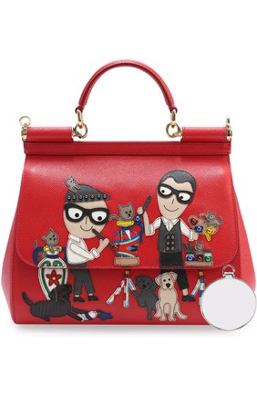 Женская сумка sicily medium new с аппликацией dg family DOLCE & GABBANA красная цвета, арт. 0116/BB6002/AI079 купить в ЦУМ | Фото №5 Сумка Sicily medium new с аппликацией DG Family Dolce & Gabbana красная цвета | Фото №5