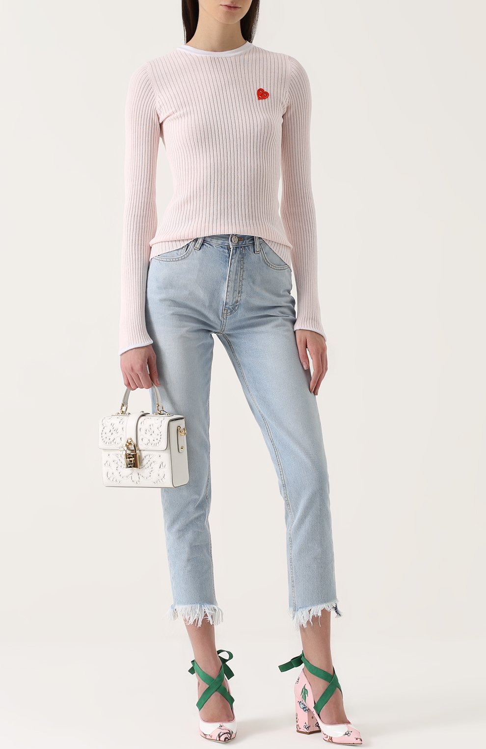 Женская сумка dolce soft с перфорацией DOLCE & GABBANA белая цвета, арт. 0116/BB6284/AT414 купить в ЦУМ | Фото №2 Сумка Dolce Soft с перфорацией Dolce & Gabbana белая цвета | Фото №2