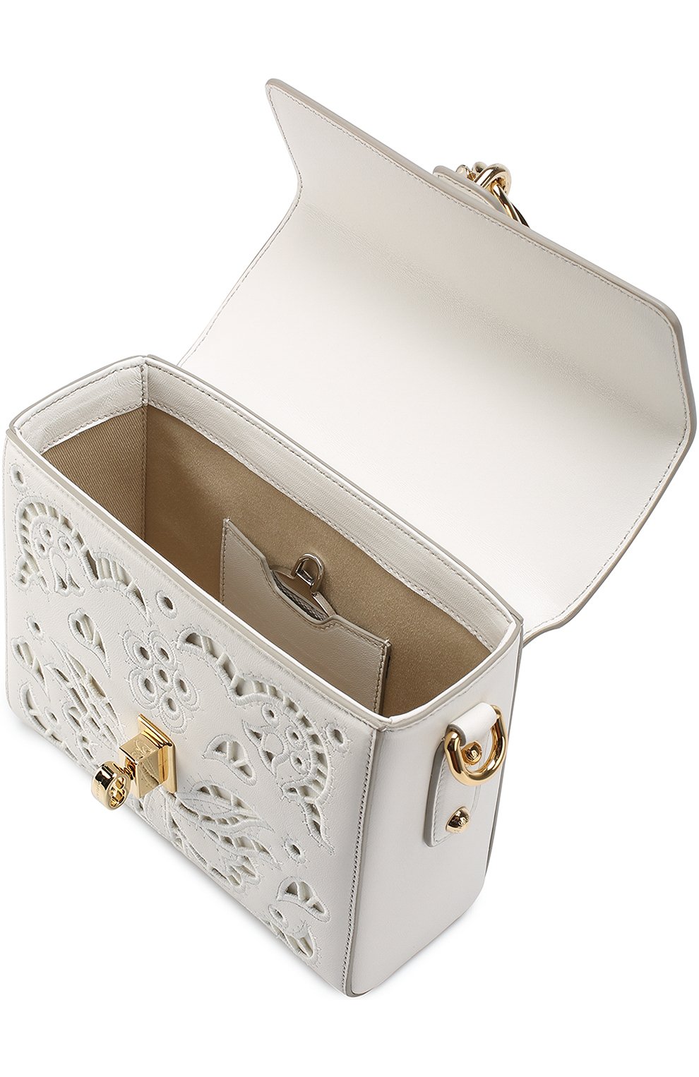 Женская сумка dolce soft с перфорацией DOLCE & GABBANA белая цвета, арт. 0116/BB6284/AT414 купить в ЦУМ | Фото №4 Сумка Dolce Soft с перфорацией Dolce & Gabbana белая цвета | Фото №4