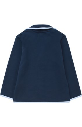 Детский пиджак джерси с контрастной окантовкой SANETTA синего цвета, арт. 901379 | Фото 2 (Статус проверки: Проверена категория)