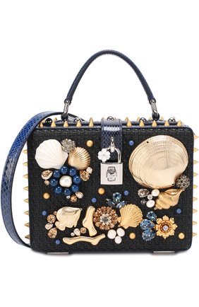 Сумка Dolce Box с декоративной отделкой Dolce & Gabbana, синего цвета, арт. 0116/BB5970/A8I68 в ЦУМ | Фото №1 Сумка Dolce Box с декоративной отделкой Dolce & Gabbana синего цвета | Фото №1