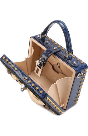 Сумка Dolce Box с декоративной отделкой Dolce & Gabbana, синего цвета, арт. 0116/BB5970/A8I68 в ЦУМ | Фото №4 Сумка Dolce Box с декоративной отделкой Dolce & Gabbana синего цвета | Фото №4