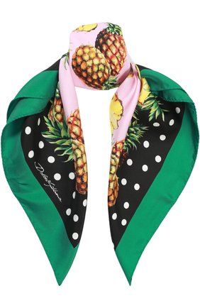 Женский зеленый шелковый платок с принтом Dolce & Gabbana, арт. 0136/FN092R/GD927 купить в ЦУМ | Фото №1 Шелковый платок с принтом Dolce & Gabbana зеленый | Фото №1