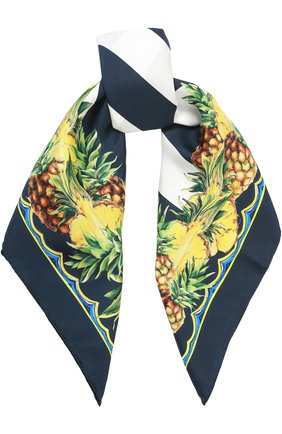 Женский синий шелковый платок с принтом Dolce & Gabbana, арт. 0136/FN092R/GD927 купить в ЦУМ | Фото №1 Шелковый платок с принтом Dolce & Gabbana синий | Фото №1