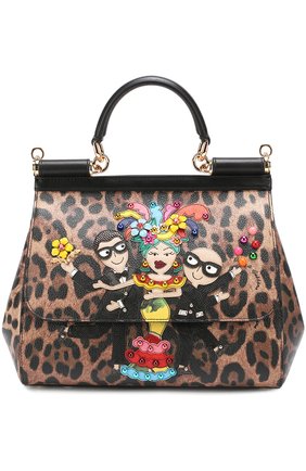 Женская сумка sicily medium new с аппликацией dg family DOLCE & GABBANA леопардовая цвета, арт. 0116/BB6002/AG351 купить в ЦУМ | Фото №1 Сумка Sicily medium new с аппликацией DG Family Dolce & Gabbana леопардовая цвета | Фото №1
