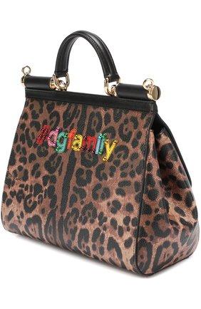 Женская сумка sicily medium new с аппликацией dg family DOLCE & GABBANA леопардовая цвета, арт. 0116/BB6002/AG351 купить в ЦУМ | Фото №3 Сумка Sicily medium new с аппликацией DG Family Dolce & Gabbana леопардовая цвета | Фото №3