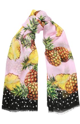 Женский розовый шелковый шарф с принтом Dolce & Gabbana, арт. 0136/FS184A/GD924 купить в ЦУМ | Фото №1 Шелковый шарф с принтом Dolce & Gabbana розовый | Фото №1