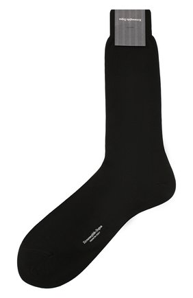 Мужские хлопковые носки ERMENEGILDO ZEGNA черного цвета, арт. N4V400020 | Фото 1 (Материал внешний: Хлопок; Кросс-КТ: бельё)