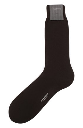 Мужские хлопковые носки ERMENEGILDO ZEGNA коричневого цвета, арт. N4V400020 | Фото 1 (Материал внешний: Хлопок; Кросс-КТ: бельё)
