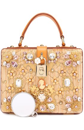 Сумка Dolce Box с отделкой кристаллами Limited edition Dolce & Gabbana, золотого цвета, арт. 0116/BB5970/B9H38 в ЦУМ | Фото №6 Сумка Dolce Box с отделкой кристаллами Limited edition Dolce & Gabbana золотого цвета | Фото №6