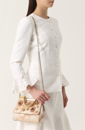 Сумка Sicily small с отделкой кристаллами Limited edition Dolce & Gabbana, золотого цвета, арт. 0116/BB6003/B9H29 в ЦУМ | Фото №5 Сумка Sicily small с отделкой кристаллами Limited edition Dolce & Gabbana золотого цвета | Фото №5