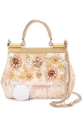 Сумка Sicily small с отделкой кристаллами Limited edition Dolce & Gabbana, золотого цвета, арт. 0116/BB6003/B9H29 в ЦУМ | Фото №6 Сумка Sicily small с отделкой кристаллами Limited edition Dolce & Gabbana золотого цвета | Фото №6