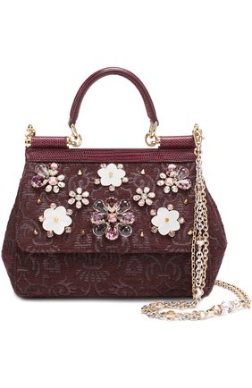 Сумка Sicily small с отделкой кристаллами Limited edition Dolce & Gabbana, бордового цвета, арт. 0116/BB6003/B9H30 в ЦУМ | Фото №1 Сумка Sicily small с отделкой кристаллами Limited edition Dolce & Gabbana бордового цвета | Фото №1
