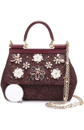 Сумка Sicily small с отделкой кристаллами Limited edition Dolce & Gabbana, бордового цвета, арт. 0116/BB6003/B9H30 в ЦУМ | Фото №6 Сумка Sicily small с отделкой кристаллами Limited edition Dolce & Gabbana бордового цвета | Фото №6