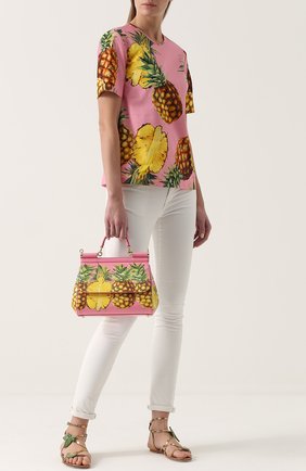 Женская сумка sicily medium с принтом DOLCE & GABBANA розовая цвета, арт. 0116/BB6002/AC993 купить в ЦУМ | Фото №2 Сумка Sicily medium с принтом Dolce & Gabbana розовая цвета | Фото №2