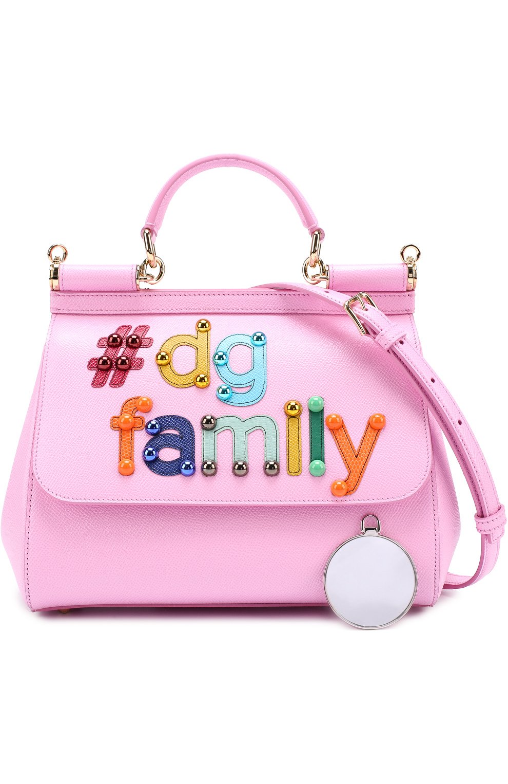 Женская сумка sicily medium new с аппликацией dg family DOLCE & GABBANA розовая цвета, арт. 0116/BB6002/AI200 купить в ЦУМ | Фото №4 Сумка Sicily medium new с аппликацией DG Family Dolce & Gabbana розовая цвета | Фото №4