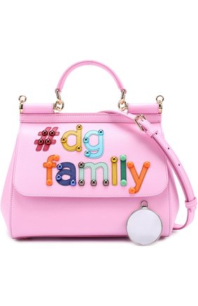 Женская сумка sicily medium new с аппликацией dg family DOLCE & GABBANA розовая цвета, арт. 0116/BB6002/AI200 купить в ЦУМ | Фото №4 Сумка Sicily medium new с аппликацией DG Family Dolce & Gabbana розовая цвета | Фото №4