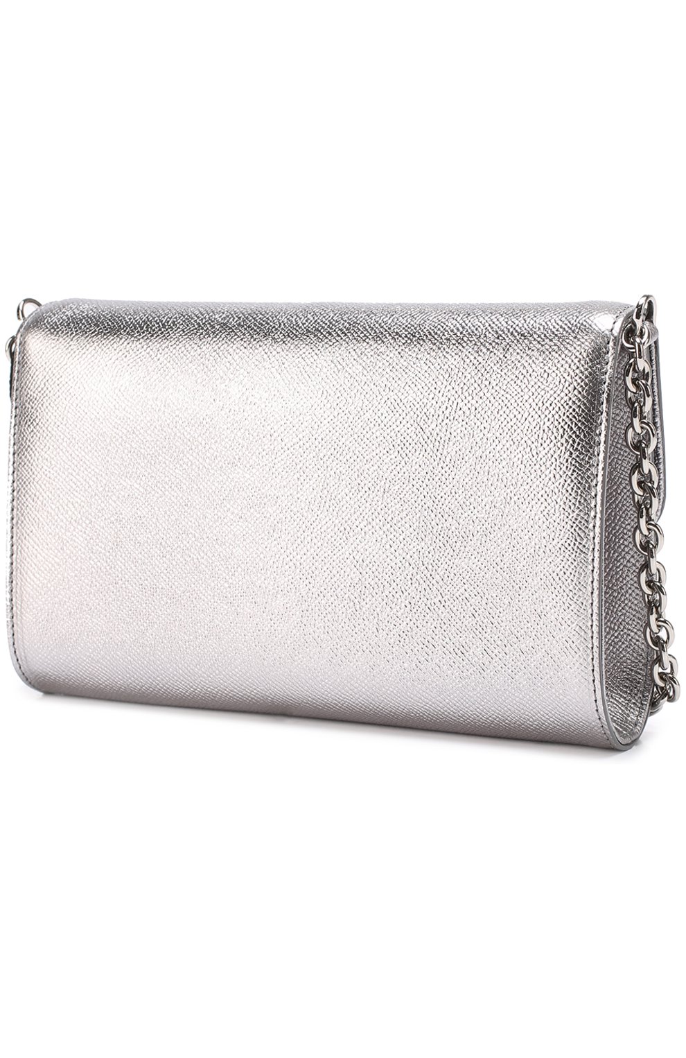 Сумка Dolce Pochette из металлизированной кожи Dolce & Gabbana, серебряного цвета, арт. 0116/BB6231/AP287 в ЦУМ | Фото №3 Сумка Dolce Pochette из металлизированной кожи Dolce & Gabbana серебряного цвета | Фото №3